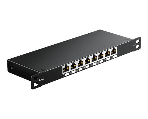 0.5U 8 Port-CAT.6A Shielded Patch Panel
